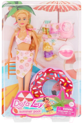 Кукла с аксессуарами Defa Lucy Пляжный отдых / 8473 (розовый)