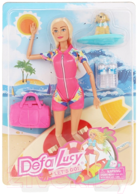 Кукла с аксессуарами Defa Lucy Пляжный отдых / 8471 (розовый)