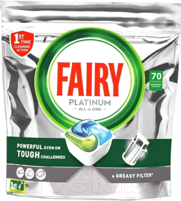 Капсулы для посудомоечных машин Fairy Platinum All in One (70шт)