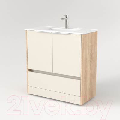 Мебель для ванной Дабер 017 WeltWasser Deilbach 7517-80 / Т17.8W.0.18Б (бежевый/дуб бардолино/ручка белая)
