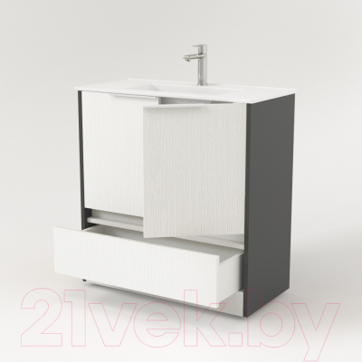 Мебель для ванной Дабер 017 WeltWasser Deilbach 7517-80 / Т17.8W.0.20Б (белый древесный/серый/ручка белая)