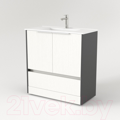 Мебель для ванной Дабер 017 WeltWasser Deilbach 7517-80 / Т17.8W.0.20Б (белый древесный/серый/ручка белая)