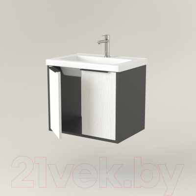 Мебель для ванной Дабер 018 Тобага/Эридан/Артвин 60 / Т18.6Т.0.20Ч (белый древесный/серый/черный)