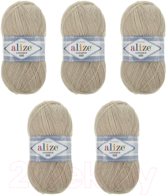 Набор пряжи для вязания Alize Lanagold 800 49% шерсть, 51% акрил / 152 (800м, бежевый, 5 мотков)