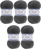 Набор пряжи для вязания Alize Lanagold 800 49% шерсть, 51% акрил / 182 (800м, средне-серый, 5 мотков) - 