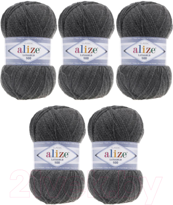 Набор пряжи для вязания Alize Lanagold 800 49% шерсть, 51% акрил / 182 (800м, средне-серый, 5 мотков)