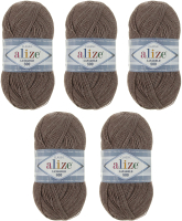 Набор пряжи для вязания Alize Lanagold 800 49% шерсть, 51% акрил / 240 (800м, коричневый, 5 мотков) - 