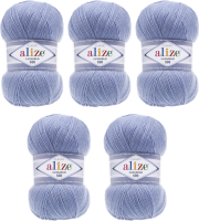 Набор пряжи для вязания Alize Lanagold 800 49% шерсть, 51% акрил / 40 (800м, голубой, 5 мотков) - 