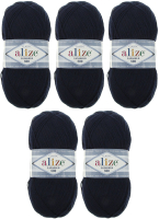 Набор пряжи для вязания Alize Lanagold 800 49% шерсть, 51% акрил / 58 (800м, темно-синий, 5 мотков) - 