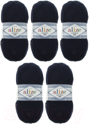 Набор пряжи для вязания Alize Lanagold 800 49% шерсть, 51% акрил / 58 (800м, темно-синий, 5 мотков)
