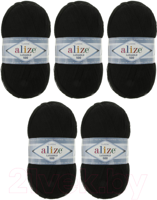 Набор пряжи для вязания Alize Lanagold 800 49% шерсть, 51% акрил / 60 (800м, черный, 5 мотков)