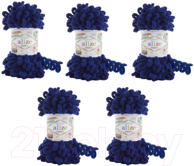 Набор пряжи для вязания Alize Puffy 100% микрополиэстер / 360 (9.2м, синий василек, 5 мотков)