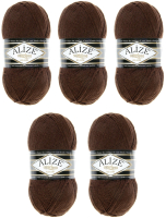 Набор пряжи для вязания Alize Superlana 25% шерсть, 75% акрил / 26 (280м, коричневый, 5 мотков) - 