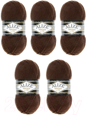 Набор пряжи для вязания Alize Superlana 25% шерсть, 75% акрил / 26 (280м, коричневый, 5 мотков)