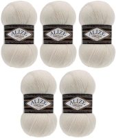Набор пряжи для вязания Alize Superlana 25% шерсть, 75% акрил / 62 (280м, молочный, 5 мотков) - 