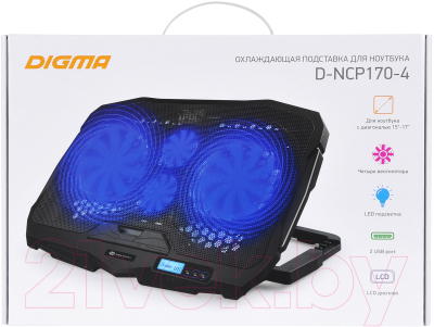 Подставка для ноутбука Digma D-NCP170-4 (черный)