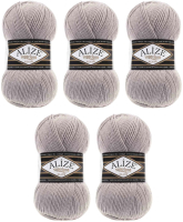 Набор пряжи для вязания Alize Superlana 25% шерсть, 75% акрил / 652 (280м, пепельный, 5 мотков) - 