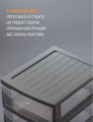 Органайзер для хранения Эльфпласт Mini Box / ЕР596 (серый/прозрачный)
