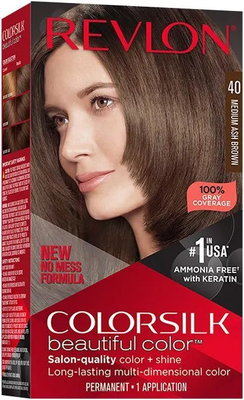 Крем-краска для волос Revlon Professional Colorsilk 40 (130мл, пепельный коричневый) - 