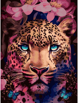 Картина по номерам БЕЛОСНЕЖКА Цветочный леопард / 496-AS 