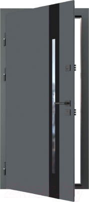 Входная дверь Guard Inox Black 2 96x205 (левая, Ral 7016/экосатин белый)
