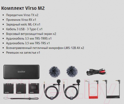 Радиосистема микрофонная Godox Virso M2 / 30708