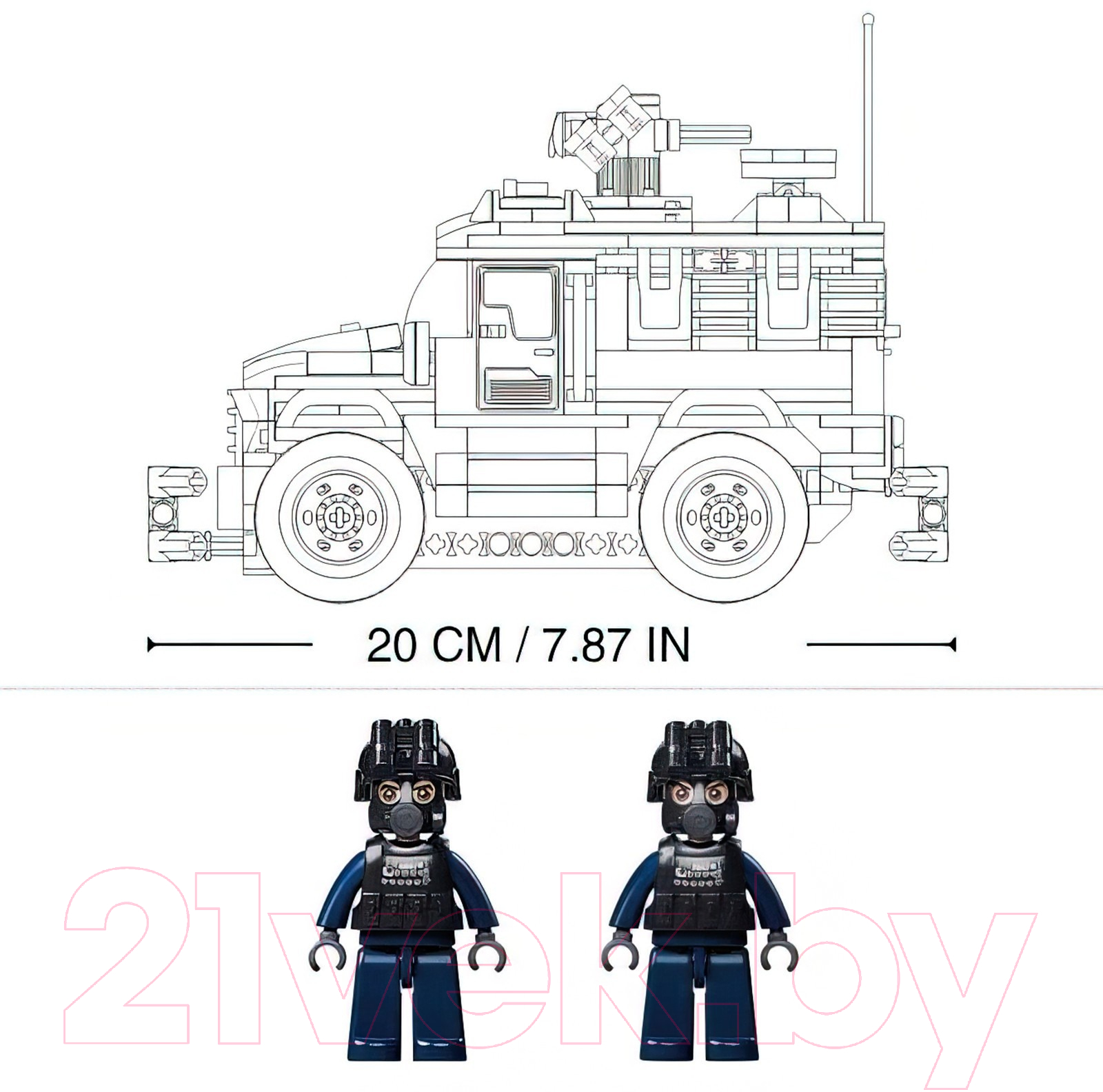 Конструктор управляемый Sluban Механо. Джип спецназа M38-B1156 / 9619158