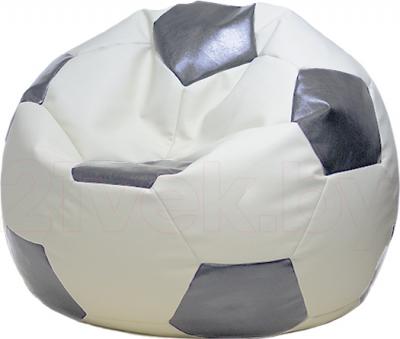 Бескаркасное кресло Baggy Футбольный мяч Мини (бело-серое) - общий вид