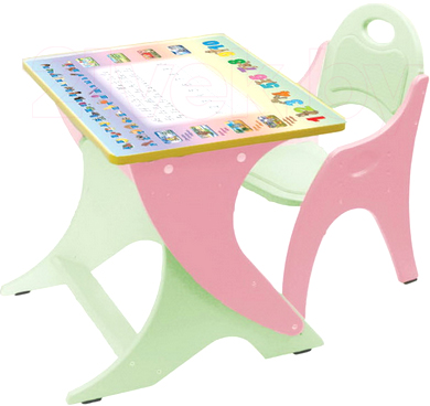 Комплект мебели с детским столом Tech Kids День-ночь 14-373 (фисташковый и розовый) - общий вид
