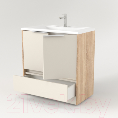 Мебель для ванной Дабер 017 Andrea Elen 80 / Т17.8А.0.18Б (бежевый/дуб бардолино/ручка белая)