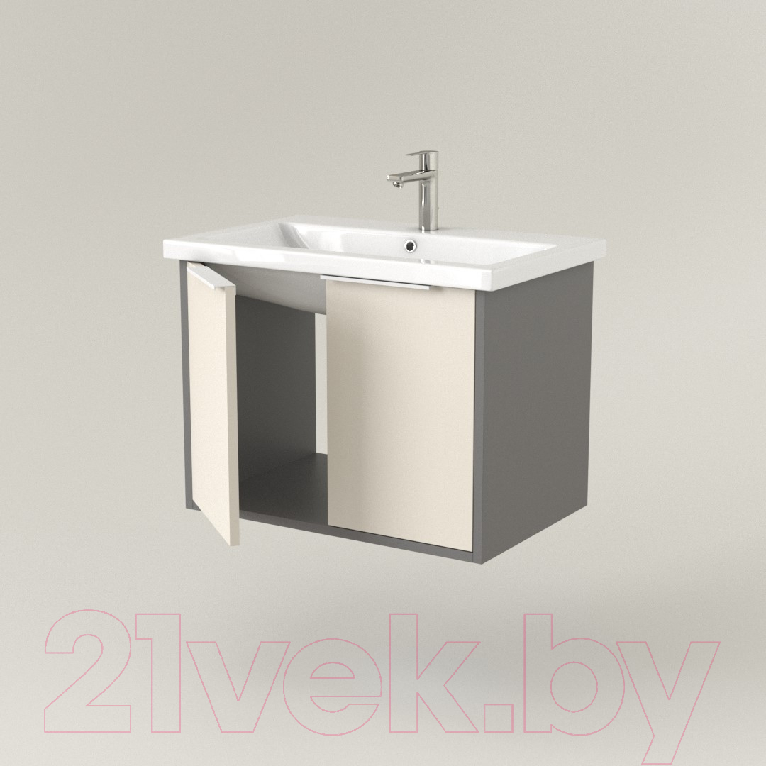 Тумба под умывальник Дабер 018 WeltWasser Deilbach 7517-60 / Т18.6W.0.19Б (бежевый/серый/ручка белая) — фото 2