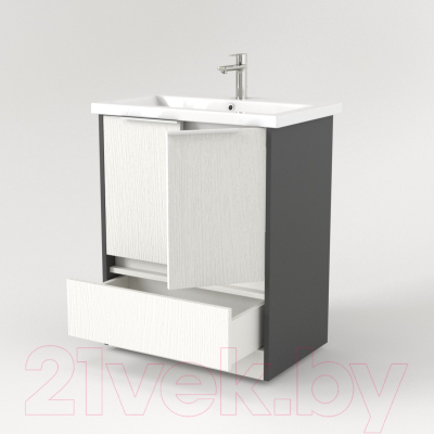 Мебель для ванной Дабер 017 Andrea Elen 80 / Т17.8А.0.20Б (белый древесный/серый/ручка белая)