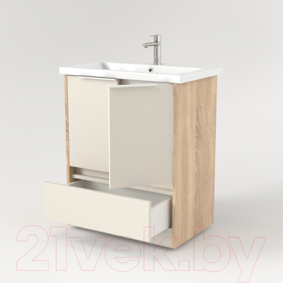 Мебель для ванной Дабер 017 Andrea Elen 80 / Т17.8А.0.21Б (дуб галифакс/белый/ручка белая)