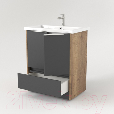 Мебель для ванной Дабер 017 Andrea Elen 80 / Т17.8А.0.22Б (дуб галифакс/серый/ручка белая)