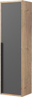 Шкаф-полупенал для ванной Дабер 015 / СТ15.0.0.22Ч (дуб галифакс/серый/ручка черная)