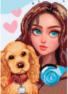 Набор алмазной вышивки ArtCity Девушка с собачкой / VAC001