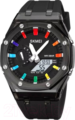 Часы наручные унисекс Skmei 2100 (черный/белый)