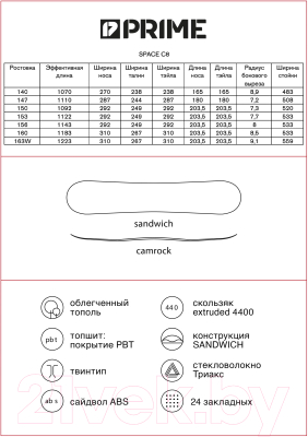 Сноуборд Prime Snowboards Space С8 (р-р 140)