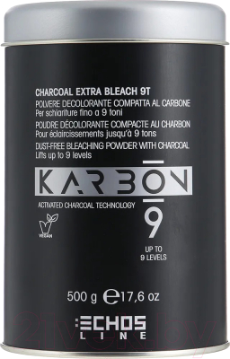 Порошок для осветления волос Echos Line Karbon 9 Charcoal Extra Bleach беспыльный (500мл)