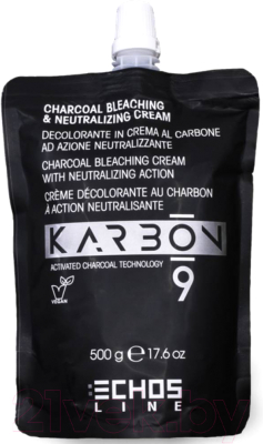 Крем для осветления волос Echos Line Karbon 9 Charcoal Bleaching & Neutralizing Cream (500мл)