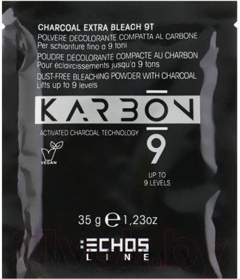 Порошок для осветления волос Echos Line Karbon 9 Charcoal Dust-Free Bleaching Powder With (35г)