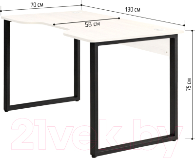 Геймерский стол Millwood Лофт Гонконг ДТ-3 130x70x75 (дуб белый Craft/металл черный)