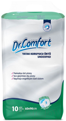 Набор пеленок одноразовых впитывающих Dr. Comfort 60x90 (10шт)