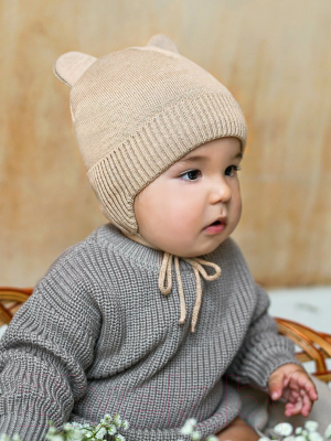 Шапочка для малышей Amarobaby Pure Love Bear Winter / AB-OD22-PLBW16/03-38 (бежевый, р.38-40)