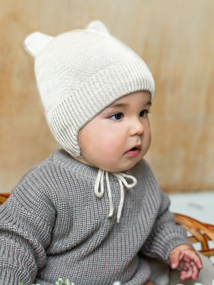 Шапочка для малышей Amarobaby Pure Love Bear Winter / AB-OD22-PLBW16/33-44 (молочный, р.44-46)