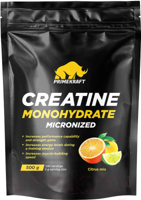 Креатин Prime Kraft Monohydrate Micronized (500г, цитрусовый микс, пакет)