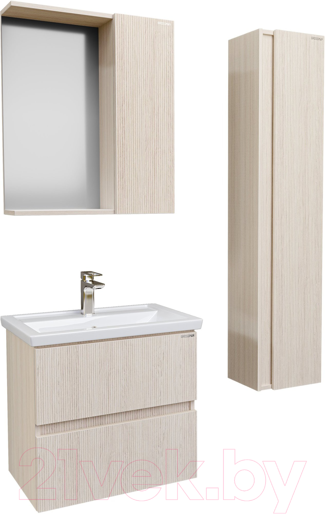 Шкаф с зеркалом для ванной Grossman Юнит 60 / 206011