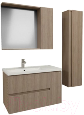 Шкаф с зеркалом для ванной Grossman Юнит 80 / 208011 (кадена вуд)