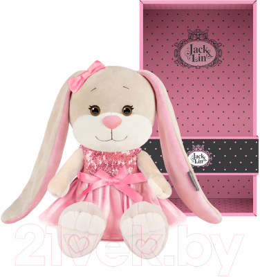 Мягкая игрушка Jack&Lin Зайка Лин в розовом платье с пайетками / JL-04202312-20