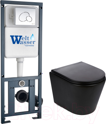 Унитаз подвесной с инсталляцией WeltWasser Marberg 410 + Salzbach 043 MT-BL + Mar 410 RD GL-WT